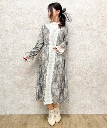 ローズガーランド柄ロングＯＰ