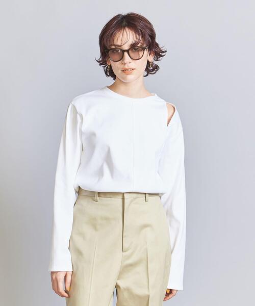 BEAUTY&YOUTH UNITED ARROWS（ビューティーアンドユースユナイテッドアローズ）の「コットン カットアウト ロングスリーブ Tシャツ（Tシャツ/カットソー・レディース・ブラック/ホワイト/ライトブルー・FREE）」の7枚目の写真