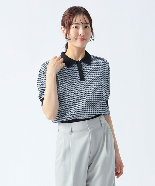 マルチカラージャガードニットポロ MULTI COLLAR JACQUARD KNIT POLO/マルチカラージャガード