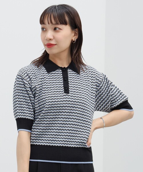 マルチカラージャガードニットポロ （MULTI COLLAR JACQUARD