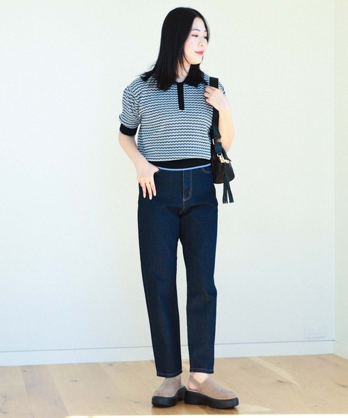 BEAMS HEART（ビームスハート）の「マルチジャカード ニットポロ（ポロシャツ・レディース・ブルー/グリーン/イエロー/ピンク/オレンジ・FREE）」の7枚目の写真