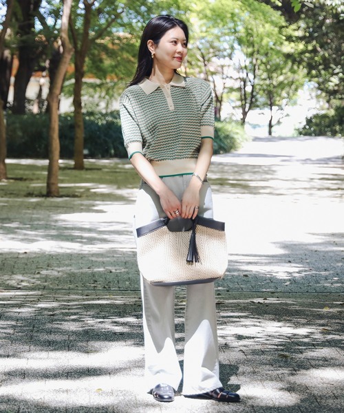 BEAMS HEART（ビームスハート）の「マルチジャカード ニットポロ（ポロシャツ・レディース・ブルー/グリーン/イエロー/ピンク/オレンジ・FREE）」の18枚目の写真