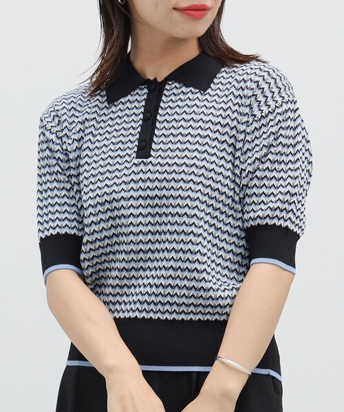 BEAMS HEART（ビームスハート）の「マルチジャカード ニットポロ（ポロシャツ・レディース・ブルー/グリーン/イエロー/ピンク/オレンジ・FREE）」の11枚目の写真