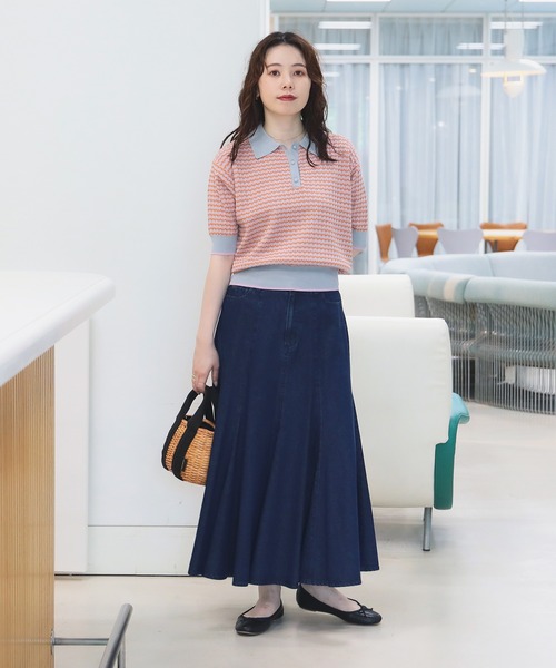 BEAMS HEART（ビームスハート）の「マルチジャカード ニットポロ（ポロシャツ・レディース・ブルー/グリーン/イエロー/ピンク/オレンジ・FREE）」の12枚目の写真