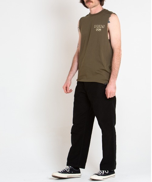 DEUS EX MACHINA（デウスエクスマキナ）の「THINKER MUSCLE（タンクトップ・メンズ・ブラック/オリーブ・SMALL/MEDIUM/LARGE）」の14枚目の写真