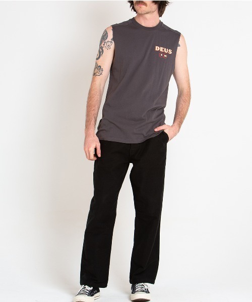 DEUS EX MACHINA（デウスエクスマキナ）の「THINKER MUSCLE（タンクトップ・メンズ・ブラック/オリーブ・SMALL/MEDIUM/LARGE）」の7枚目の写真