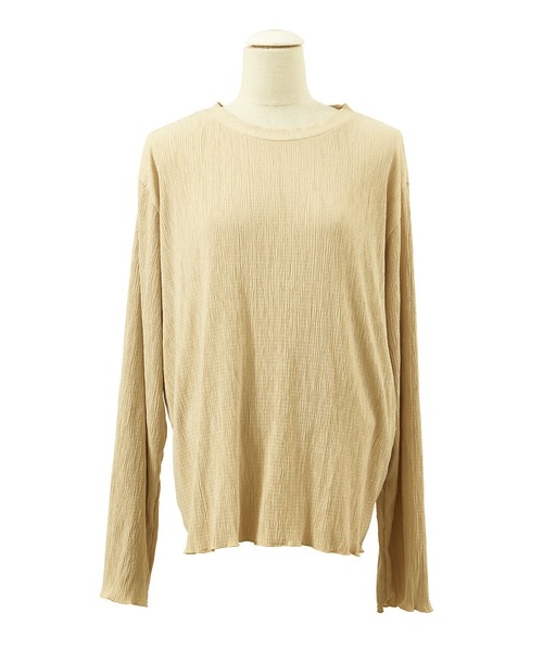 PUNYUS（プニュズ）の「プリーツロンT（Tシャツ/カットソー・レディース・ブラック/ベージュ/アイボリー/ブルー・3/4/1/2）」の10枚目の写真