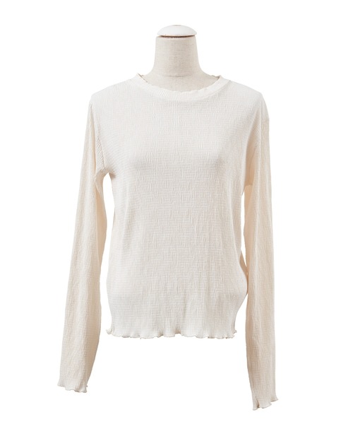 PUNYUS（プニュズ）の「プリーツロンT（Tシャツ/カットソー・レディース・ブラック/ベージュ/アイボリー/ブルー・3/4/1/2）」の14枚目の写真