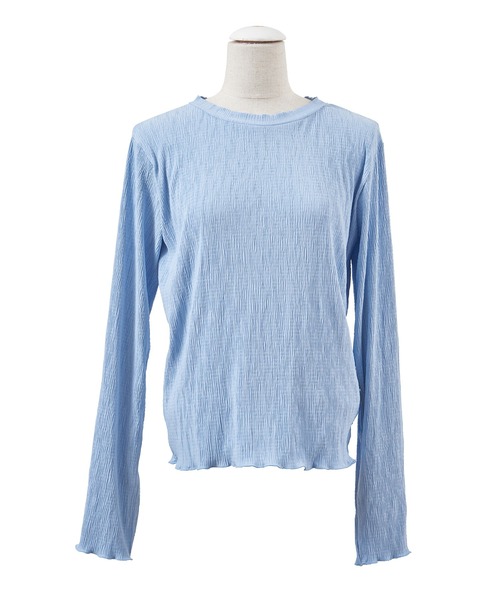 PUNYUS（プニュズ）の「プリーツロンT（Tシャツ/カットソー・レディース・ブラック/ベージュ/アイボリー/ブルー・3/4/1/2）」の12枚目の写真