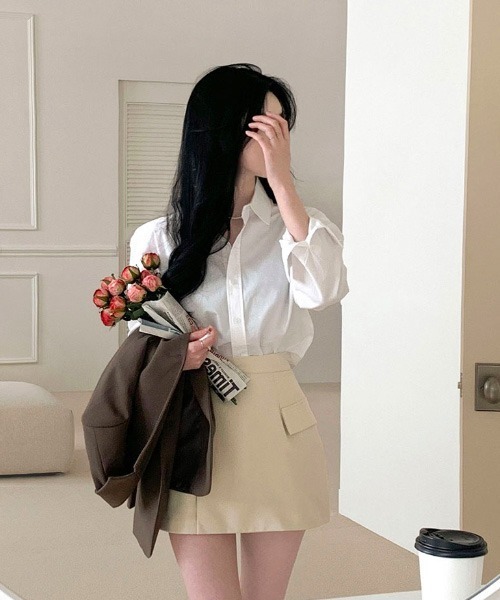 BEIDELLI（ベイデリー）の「[BELLIDE MADE] ベーシッククロップシャツ（シャツ/ブラウス・レディース・ライトイエロー/ホワイト・FREE）」の14枚目の写真