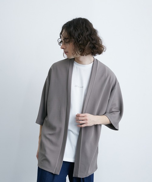 JUNRED（ジュンレッド）の「梨地ポンチ5分袖アンサンブルカーディガン（アンサンブル・メンズ・ライトグレー/ベージュ系その他/ネイビー・L/LL/M）」の3枚目の写真
