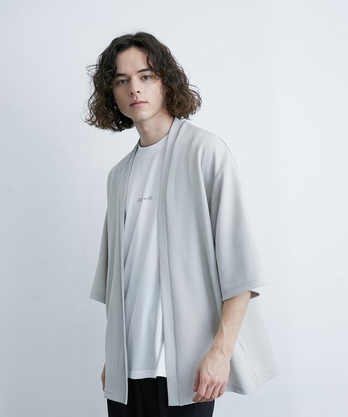JUNRED（ジュンレッド）の「梨地ポンチ5分袖アンサンブルカーディガン（アンサンブル・メンズ・ライトグレー/ベージュ系その他/ネイビー・L/LL/M）」の2枚目の写真