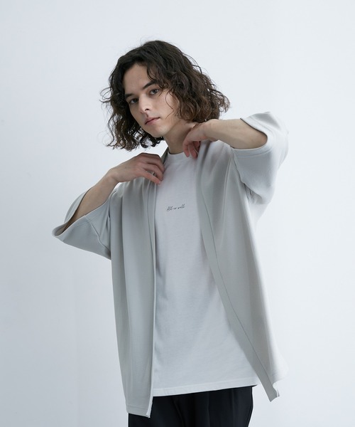 JUNRED（ジュンレッド）の「梨地ポンチ5分袖アンサンブルカーディガン（アンサンブル・メンズ・ライトグレー/ベージュ系その他/ネイビー・L/LL/M）」の4枚目の写真