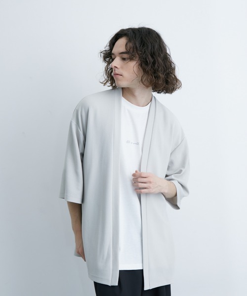 JUNRED（ジュンレッド）の「梨地ポンチ5分袖アンサンブルカーディガン（アンサンブル・メンズ・ライトグレー/ベージュ系その他/ネイビー・L/LL/M）」の5枚目の写真