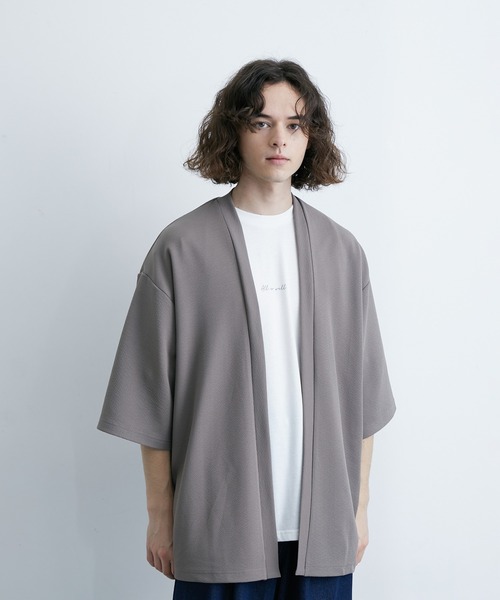 JUNRED（ジュンレッド）の「梨地ポンチ5分袖アンサンブルカーディガン（アンサンブル・メンズ・ライトグレー/ベージュ系その他/ネイビー・L/LL/M）」の6枚目の写真