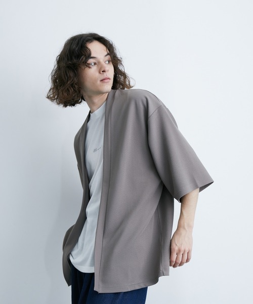 JUNRED（ジュンレッド）の「梨地ポンチ5分袖アンサンブルカーディガン（アンサンブル・メンズ・ライトグレー/ベージュ系その他/ネイビー・L/LL/M）」の7枚目の写真