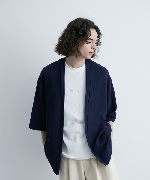 JUNRED（ジュンレッド）の「梨地ポンチ5分袖アンサンブルカーディガン（アンサンブル・メンズ・ライトグレー/ベージュ系その他/ネイビー・L/LL/M）」の8枚目の写真
