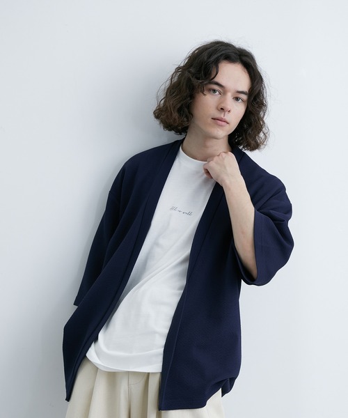 JUNRED（ジュンレッド）の「梨地ポンチ5分袖アンサンブルカーディガン（アンサンブル・メンズ・ライトグレー/ベージュ系その他/ネイビー・L/LL/M）」の9枚目の写真