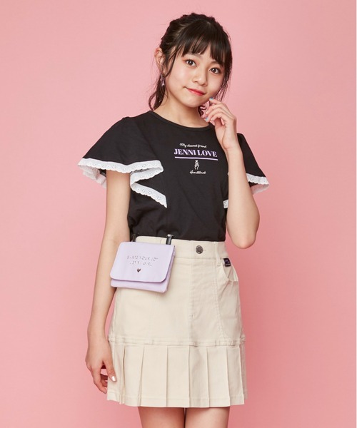JENNI(ジェニィ)の「ハートチャーム合皮マルチポケット(ショルダーバッグ・キッズ・オフホワイト/ラベンダー/ブラック・F)」の3枚目の写真