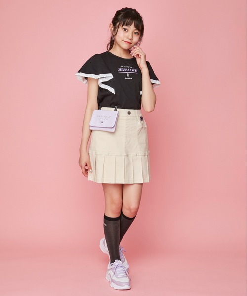 JENNI(ジェニィ)の「ハートチャーム合皮マルチポケット(ショルダーバッグ・キッズ・オフホワイト/ラベンダー/ブラック・F)」の5枚目の写真