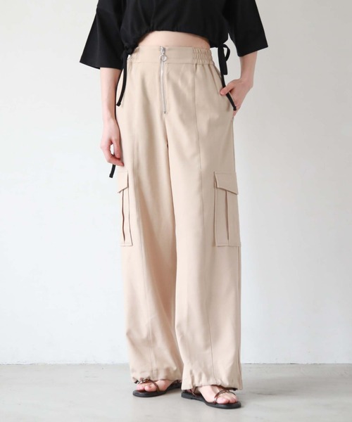 archives（アルシーヴ）の「フロントＺＩＰカーゴパンツ（カーゴパンツ・レディース・グリーン/オフホワイト/ベージュ/ブラック/モカ・MEDIUM）」の4枚目の写真