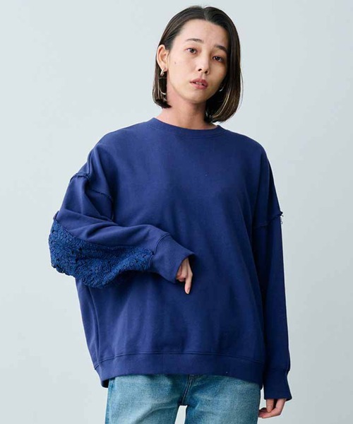 【セール】ＭＥＤＥ１９Ｆ レースコンビのオーバーサイズスウェット（スウェット）｜MEDE19F（メデジュウキュウ）