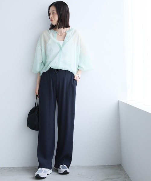 Chaco closet（チャコ クローゼット）の「リブセルフカットリブイージーパンツ（その他パンツ・レディース・ネイビー/ダークブラウン/ブラック/アイボリー/オリーブ・FREE）」の5枚目の写真