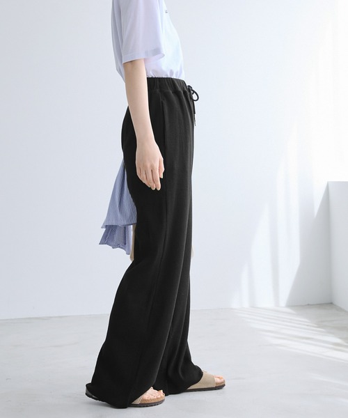 Chaco closet（チャコ クローゼット）の「リブセルフカットリブイージーパンツ（その他パンツ・レディース・ネイビー/ダークブラウン/ブラック/アイボリー/オリーブ・FREE）」の6枚目の写真