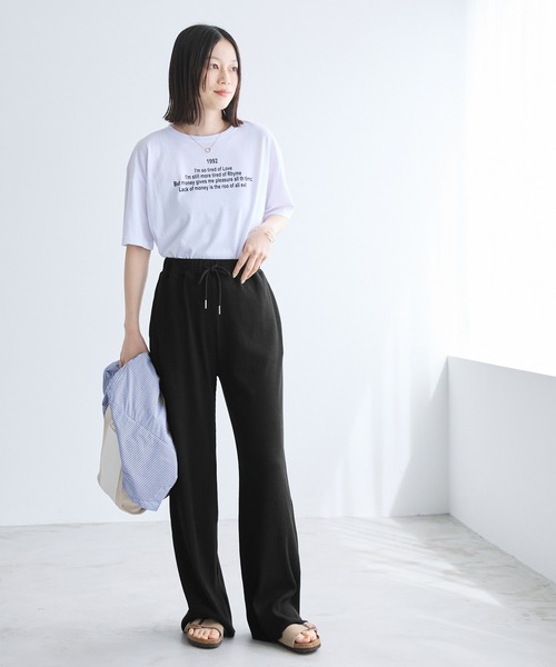 Chaco closet（チャコ クローゼット）の「リブセルフカットリブイージーパンツ（その他パンツ・レディース・ネイビー/ダークブラウン/ブラック/アイボリー/オリーブ・FREE）」の7枚目の写真