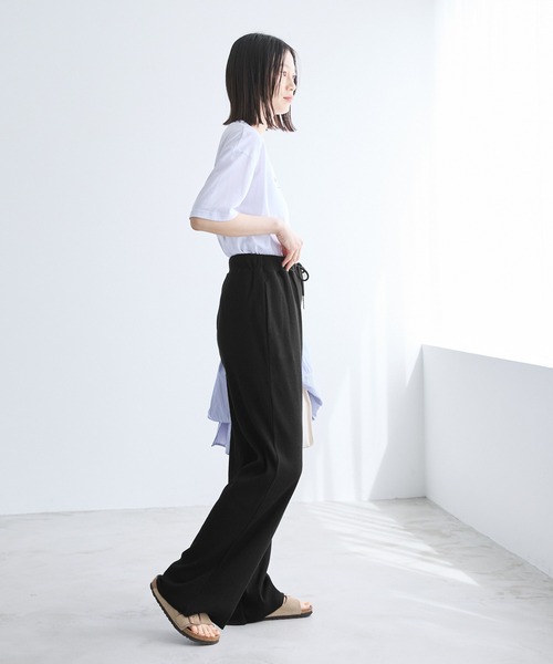 Chaco closet（チャコ クローゼット）の「リブセルフカットリブイージーパンツ（その他パンツ・レディース・ネイビー/ダークブラウン/ブラック/アイボリー/オリーブ・FREE）」の8枚目の写真