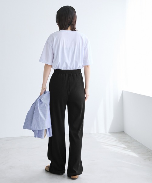 Chaco closet（チャコ クローゼット）の「リブセルフカットリブイージーパンツ（その他パンツ・レディース・ネイビー/ダークブラウン/ブラック/アイボリー/オリーブ・FREE）」の9枚目の写真