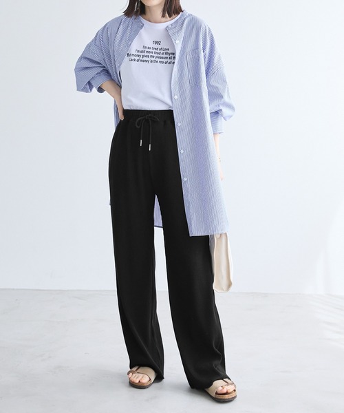 Chaco closet（チャコ クローゼット）の「リブセルフカットリブイージーパンツ（その他パンツ・レディース・ネイビー/ダークブラウン/ブラック/アイボリー/オリーブ・FREE）」の10枚目の写真