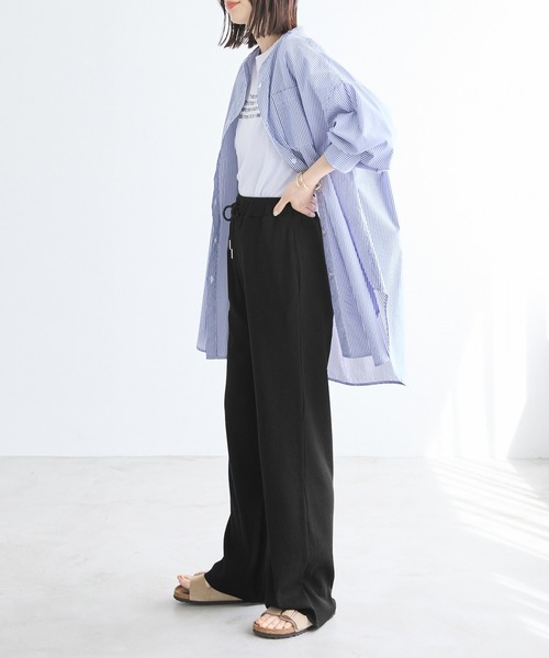 Chaco closet（チャコ クローゼット）の「リブセルフカットリブイージーパンツ（その他パンツ・レディース・ネイビー/ダークブラウン/ブラック/アイボリー/オリーブ・FREE）」の11枚目の写真