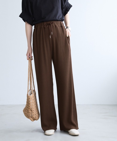 Chaco closet（チャコ クローゼット）の「リブセルフカットリブイージーパンツ（その他パンツ・レディース・ネイビー/ダークブラウン/ブラック/アイボリー/オリーブ・FREE）」の15枚目の写真