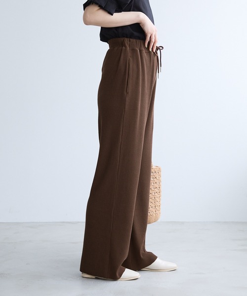 Chaco closet（チャコ クローゼット）の「リブセルフカットリブイージーパンツ（その他パンツ・レディース・ネイビー/ダークブラウン/ブラック/アイボリー/オリーブ・FREE）」の16枚目の写真