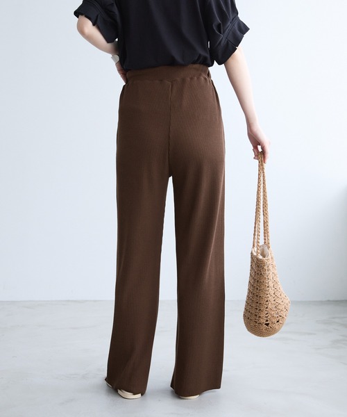 Chaco closet（チャコ クローゼット）の「リブセルフカットリブイージーパンツ（その他パンツ・レディース・ネイビー/ダークブラウン/ブラック/アイボリー/オリーブ・FREE）」の17枚目の写真