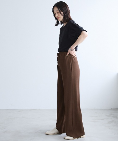 Chaco closet（チャコ クローゼット）の「リブセルフカットリブイージーパンツ（その他パンツ・レディース・ネイビー/ダークブラウン/ブラック/アイボリー/オリーブ・FREE）」の19枚目の写真