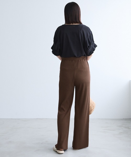 Chaco closet（チャコ クローゼット）の「リブセルフカットリブイージーパンツ（その他パンツ・レディース・ネイビー/ダークブラウン/ブラック/アイボリー/オリーブ・FREE）」の20枚目の写真