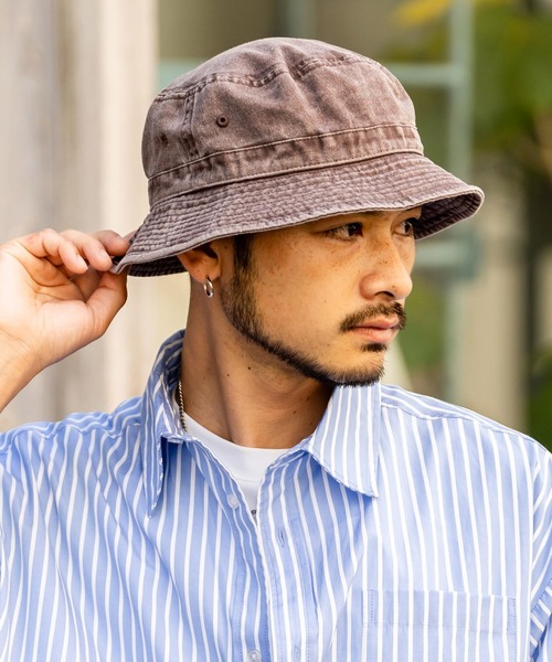 newhattan（ニューハッタン）の「NEWHATTAN ニューハッタン Bucket Hat pigment dyed バケットハット（ハット・メンズ・ネイビー/ダークブラウン/バーガンディー/オレンジ/オリーブ/カーキ/チャコール/レッド/ブラック/ピンク/サンドグレー・L/S）」の5枚目の写真