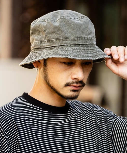 newhattan（ニューハッタン）の「NEWHATTAN ニューハッタン Bucket Hat pigment dyed バケットハット（ハット・メンズ・ネイビー/ダークブラウン/バーガンディー/オレンジ/オリーブ/カーキ/チャコール/レッド/ブラック/ピンク/サンドグレー・L/S）」の6枚目の写真