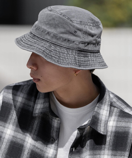 newhattan（ニューハッタン）の「NEWHATTAN ニューハッタン Bucket Hat pigment dyed バケットハット（ハット・メンズ・ネイビー/ダークブラウン/バーガンディー/オレンジ/オリーブ/カーキ/チャコール/レッド/ブラック/ピンク/サンドグレー・L/S）」の12枚目の写真