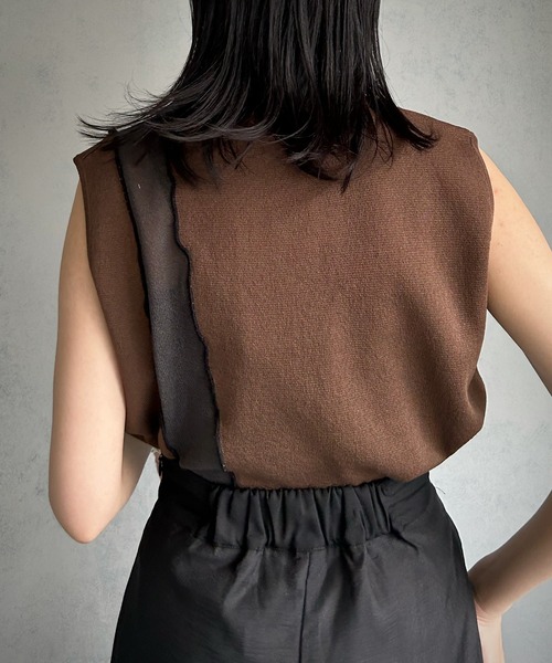 &g'aime（アンジェム）の「【&g’aime】メローシアー切替ニット（ニット/セーター・レディース・チャコールグレー/ブラック/ブラウン/グレイッシュベージュ・FREE）」の19枚目の写真