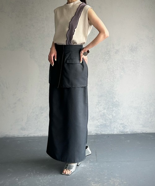 &g'aime（アンジェム）の「【&g’aime】メローシアー切替ニット（ニット/セーター・レディース・チャコールグレー/ブラック/ブラウン/グレイッシュベージュ・FREE）」の22枚目の写真
