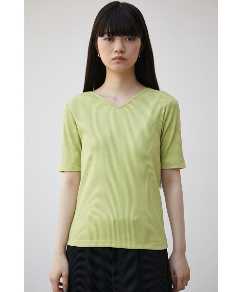 AZUL by moussy(アズールバイマウジー)の「2WAY RIB TOPS/2WAYリブトップス(Tシャツ/カットソー・レディース・オフホワイト/ライム/オレンジ/ブラック・SMALL/MEDIUM)」の17枚目の写真