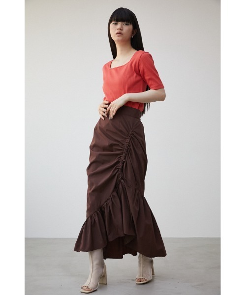 AZUL by moussy(アズールバイマウジー)の「2WAY RIB TOPS/2WAYリブトップス(Tシャツ/カットソー・レディース・オフホワイト/ライム/オレンジ/ブラック・SMALL/MEDIUM)」の13枚目の写真