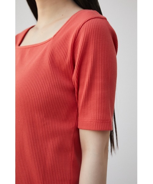 AZUL by moussy(アズールバイマウジー)の「2WAY RIB TOPS/2WAYリブトップス(Tシャツ/カットソー・レディース・オフホワイト/ライム/オレンジ/ブラック・SMALL/MEDIUM)」の8枚目の写真