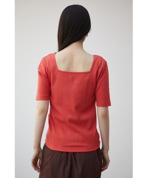 AZUL by moussy(アズールバイマウジー)の「2WAY RIB TOPS/2WAYリブトップス(Tシャツ/カットソー・レディース・オフホワイト/ライム/オレンジ/ブラック・SMALL/MEDIUM)」の5枚目の写真