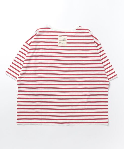 Samansa Mos2（サマンサ モスモス）の「ビッグシルエットボーダーTシャツ（Tシャツ/カットソー・レディース・レッド/ベージュ/グリーン/チャコール/ブルー/オフホワイト・ﾌﾘ-）」の7枚目の写真