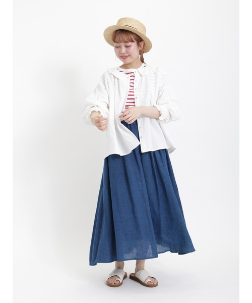 Samansa Mos2（サマンサ モスモス）の「ビッグシルエットボーダーTシャツ（Tシャツ/カットソー・レディース・レッド/ベージュ/グリーン/チャコール/ブルー/オフホワイト・ﾌﾘ-）」の20枚目の写真