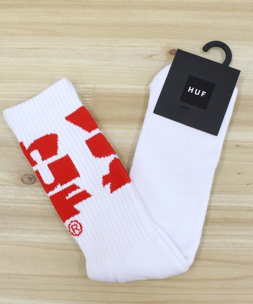 HUF（ハフ）の「オーバーサイズハフソックス OVERSIZED HUF SOCK（ソックス/靴下・メンズ・ブラック/ホワイト・ONE）」の2枚目の写真